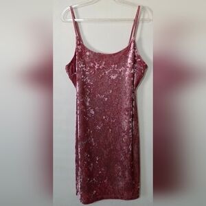 Forever 21 Crushed Velvet Strappy Dress Y2K Party Trendy Mauve Pink Fairy Sz XL